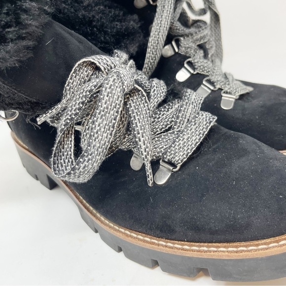 WHITE MOUNTAIN Women’s Black GLAMOROUS ANKLE BOOTIE Lug Sole Shearling Fur Sz 11 - Picture 5 of 12